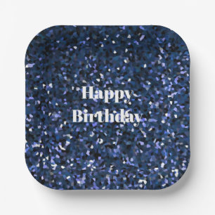 Happy Birthday Glittery Blue Boys Girls Party Cool Pappteller