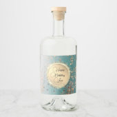Happy Birthday Glittery Stardust on Blue Aquamarin Alkoholflaschenetikett (Vorderseite)
