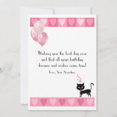 Happy Birthday Glitzer Pink Heart Eiffel Tower Cat (Rückseite)