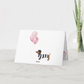 Happy Birthday Glitzer Pink Heart Eiffel Tower Dog Karte (Rückseite)