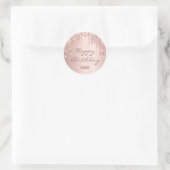 Happy Birthday Glitzer Rose Gold rosa Funkelglasur Runder Aufkleber (Tasche)
