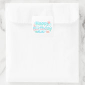 Happy Birthday Glossy Ocean Pastel Text Quadratischer Aufkleber (Tasche)