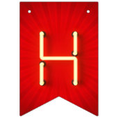 Happy Birthday Glows Neon Lights Red Sternexplosio Wimpelkette (Zweite Fahne)