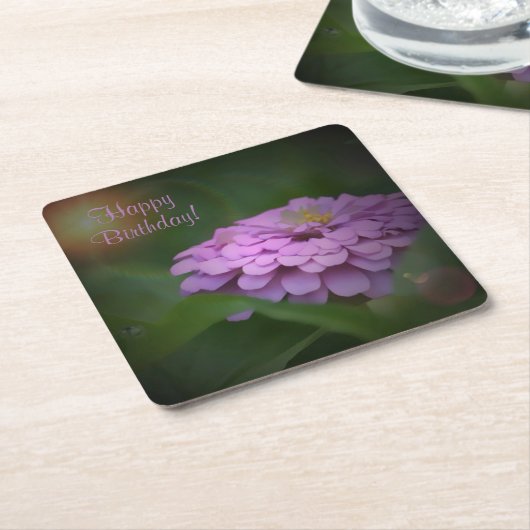 Happy Birthday Glows Zinnia Paper Untersetzer (angewinkelt)