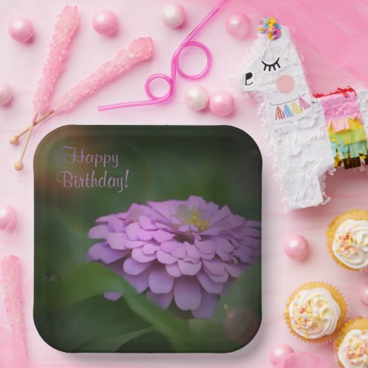 Happy Birthday Glows Zinnia Pappteller (Party)