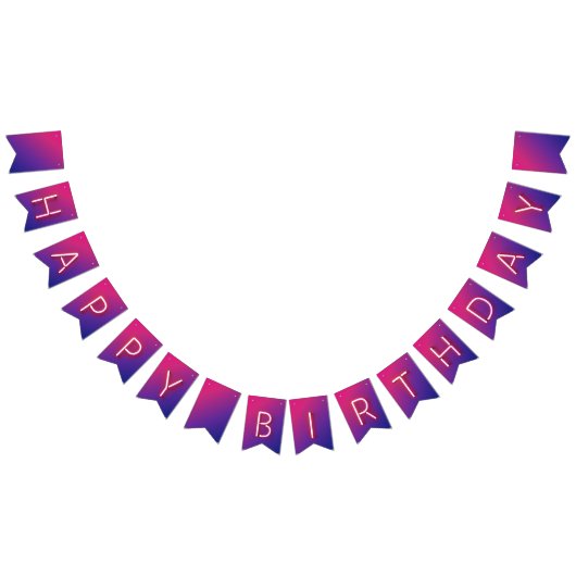 Happy Birthday Glühende Neon Lights on Gradient Wimpelkette (Alle)