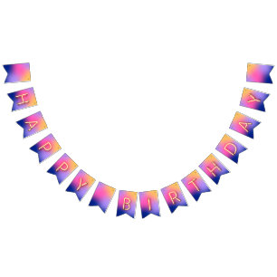 Happy Birthday Glühende Neon Lights Rainbow Blend Wimpelkette