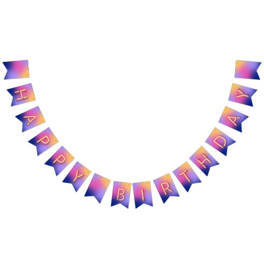 Happy Birthday Glühende Neon Lights Rainbow Blend Wimpelkette (Alle)