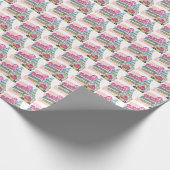 Happy Birthday gnome Mädchen gekachelt Party Geschenkpapier (Ecke)