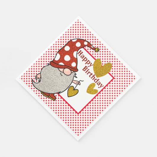 Happy Birthday Gnome Serviette (Ecke)