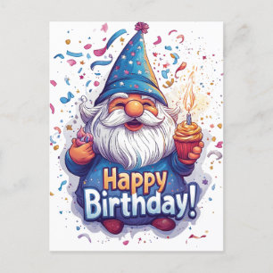 Happy Birthday Gnome: Whimsical Birthday Design Feiertagspostkarte