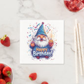 Happy Birthday Gnome: Whimsical Birthday Design Serviette (Beispiel)