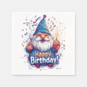 Happy Birthday Gnome: Whimsical Birthday Design Serviette (Vorderseite)