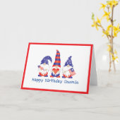 Happy Birthday Gnomie Red White Blue Card Karte (Gelbe Blume)