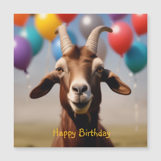 Happy Birthday Goat Magnetic Card Magnetkarte (Vorderseite)