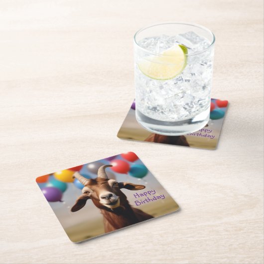 Happy Birthday Goat Rechteckiger Pappuntersetzer (Vor Ort)