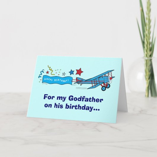 Happy Birthday Godffer Airplane Karte (Vorderseite)