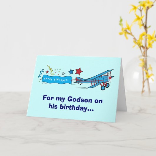 Happy Birthday Godson Airplane Karte (Gelbe Blume)