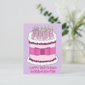 Happy Birthday Godtochter Cake und Candles Postkarte (Stehend Vorderseite)