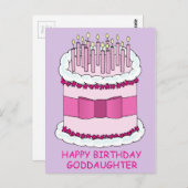 Happy Birthday Godtochter Cake und Candles Postkarte (Vorne/Hinten)