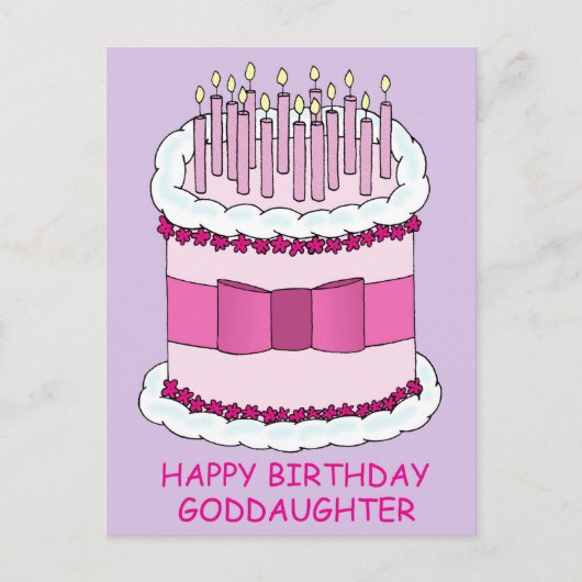 Happy Birthday Godtochter Cake und Candles Postkarte (Vorderseite)