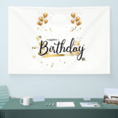 Happy Birthday Gold 4x6 Vinyl Banner (Messe)