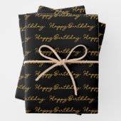 Happy Birthday Gold and Black Pattern Geschenkpapier Set (Beispiel)