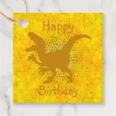 Happy Birthday Gold Dinosaurier Hide Geschenkanhänger (Vorderseite)