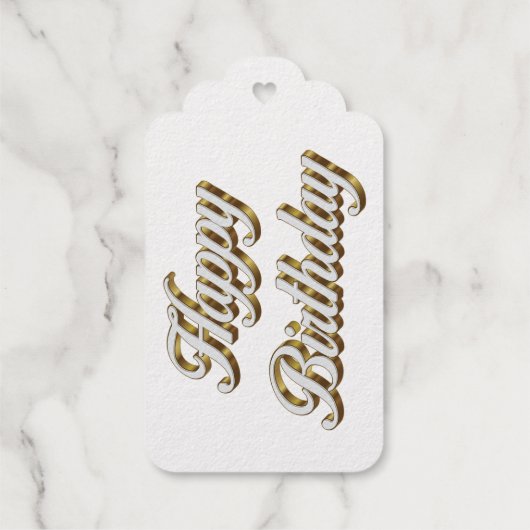 Happy Birthday Gold Elegante Typografie Geschenkanhänger (Rückseite)