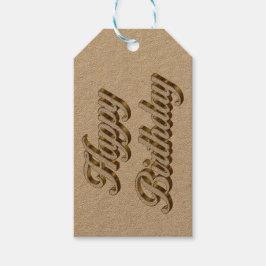 Happy Birthday Gold Elegante Typografie Geschenkanhänger