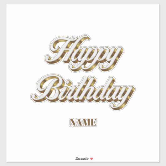 Happy Birthday Gold Elegante Typografie Geschenkta Aufkleber (Blatt)