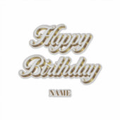 Happy Birthday Gold Elegante Typografie Geschenkta Aufkleber (Vorderseite)