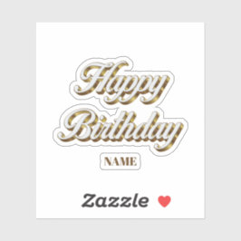 Happy Birthday Gold Elegante Typografie Geschenkta Aufkleber