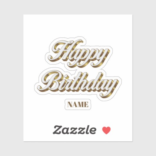 Happy Birthday Gold Elegante Typografie Geschenkta Aufkleber (Blatt)