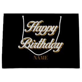 Happy Birthday Gold Elegante Typografie Geschenkta Große Geschenktüte