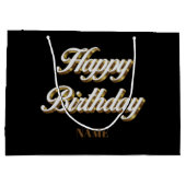 Happy Birthday Gold Elegante Typografie Geschenkta Große Geschenktüte (Rückseite)