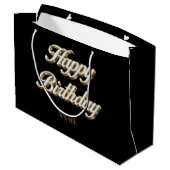 Happy Birthday Gold Elegante Typografie Geschenkta Große Geschenktüte (Rückseite Schrägansicht)