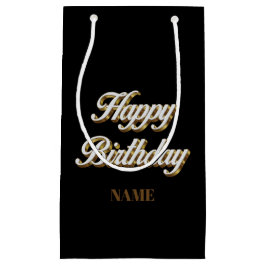 Happy Birthday Gold Elegante Typografie Geschenkta Kleine Geschenktüte