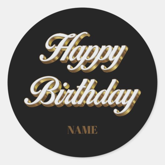 Happy Birthday Gold Elegante Typografie Geschenkta Runder Aufkleber (Vorderseite)