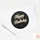 Happy Birthday Gold Elegante Typografie Geschenkta Runder Aufkleber (Umschlag)