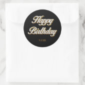 Happy Birthday Gold Elegante Typografie Geschenkta Runder Aufkleber (Tasche)