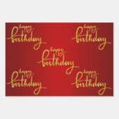 Happy Birthday Gold Foil Geschenkpapier Set (Vorderseite 3)
