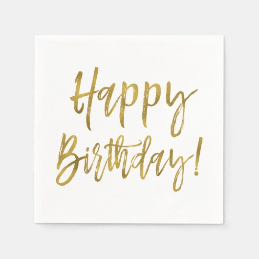 Happy Birthday Gold Foil Napkins Serviette (Vorderseite)