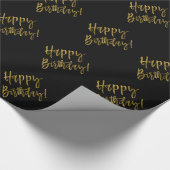 Happy Birthday Gold Foil und Black Geschenkpapier (Ecke)
