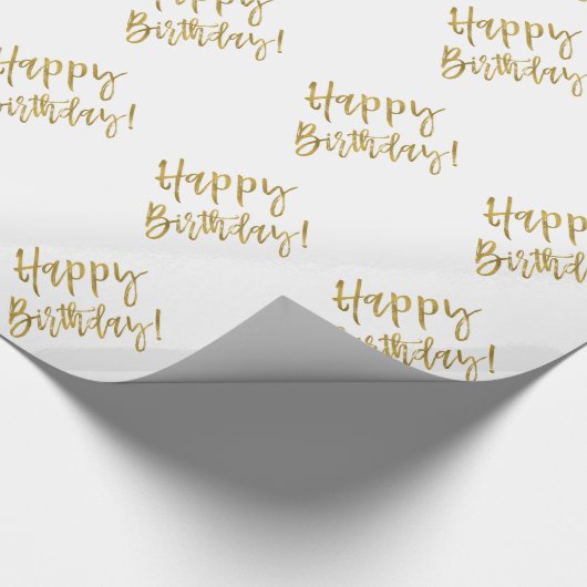 Happy Birthday Gold Foil und White Geschenkpapier (Ecke)