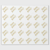 Happy Birthday Gold Foil und White Geschenkpapier (Flach)