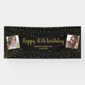 Happy Birthday Gold Glitzer 2 Fotos Banner (Horizontal)