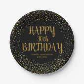 Happy Birthday Gold Glitzer jedes Jahr Custom Blac Pappteller (Vorderseite)