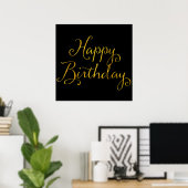 Happy Birthday Gold Imitate Glitzer Metallic Sequi Poster (Heimbüro)