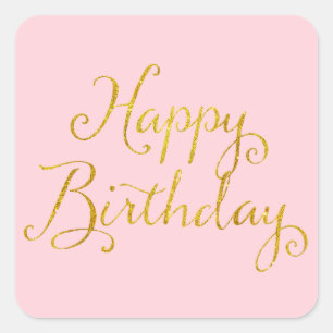 Happy Birthday Gold Imitate Glitzer Metallic Sequi Quadratischer Aufkleber